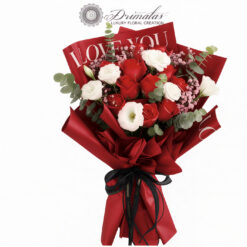 Ανθοπωλειο - Πολυτελές Μπουκέτο με Κόκκινα & Λευκά Λουλούδια